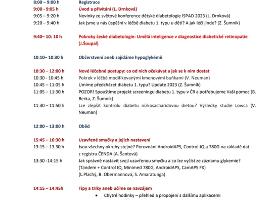 Program: 4. ročník 1. Českého diakongresu pro pacienty a lékaře